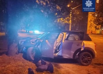 В Харькове легковушка врезалась в дерево