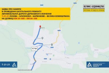 Планируют провести капитальный ремонт дороги Лозовая &ndash; Близнюки &ndash; Барвенково &ndash; Великая Камышеваха
