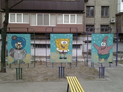 В одном из дворов Харькова – рисунок Губки Спанч Боба
