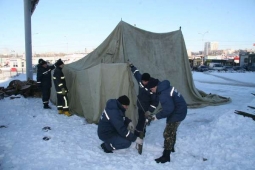 В Харькове через мороз открывают круглосуточные палатки обогрева