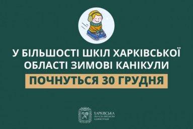 В большинстве школ Харьковской области зимние каникулы начнутся 30 декабря